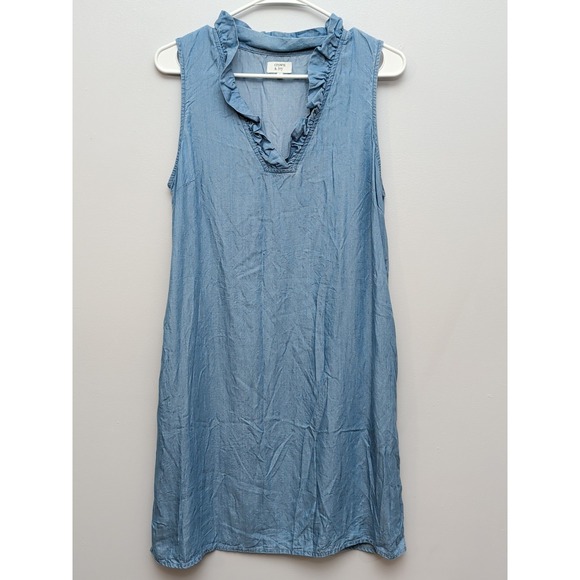 crown & ivy Dresses & Skirts - crown & ivy Light Blue Sleeveless Ruffle V-Neck Shift Dress
